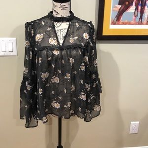 Sheer flower blouse